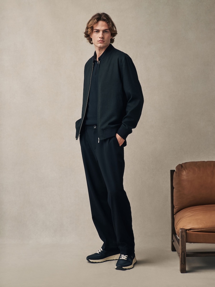 Black Linen Blend Bomber Jacket - Image 1 of 7