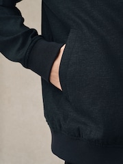 Black Linen Blend Bomber Jacket - Image 5 of 7