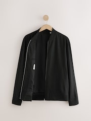 Black Linen Blend Bomber Jacket - Image 7 of 7