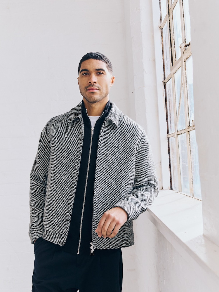 Black/White Textured Shacket - Image 1 of 6