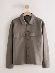 Mushroom Brown Smart Linen Look Shacket - Image 10 of 13