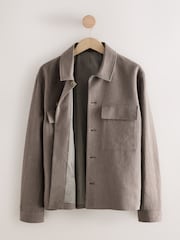 Mushroom Brown Smart Linen Look Shacket - Image 2 of 4