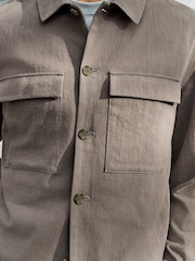 Mushroom Brown Smart Linen Look Shacket - Image 6 of 13