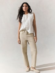 White Embroidered Pintuck Sleeveless Top - Image 2 of 8