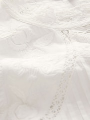 White Embroidered Pintuck Sleeveless Top - Image 7 of 8