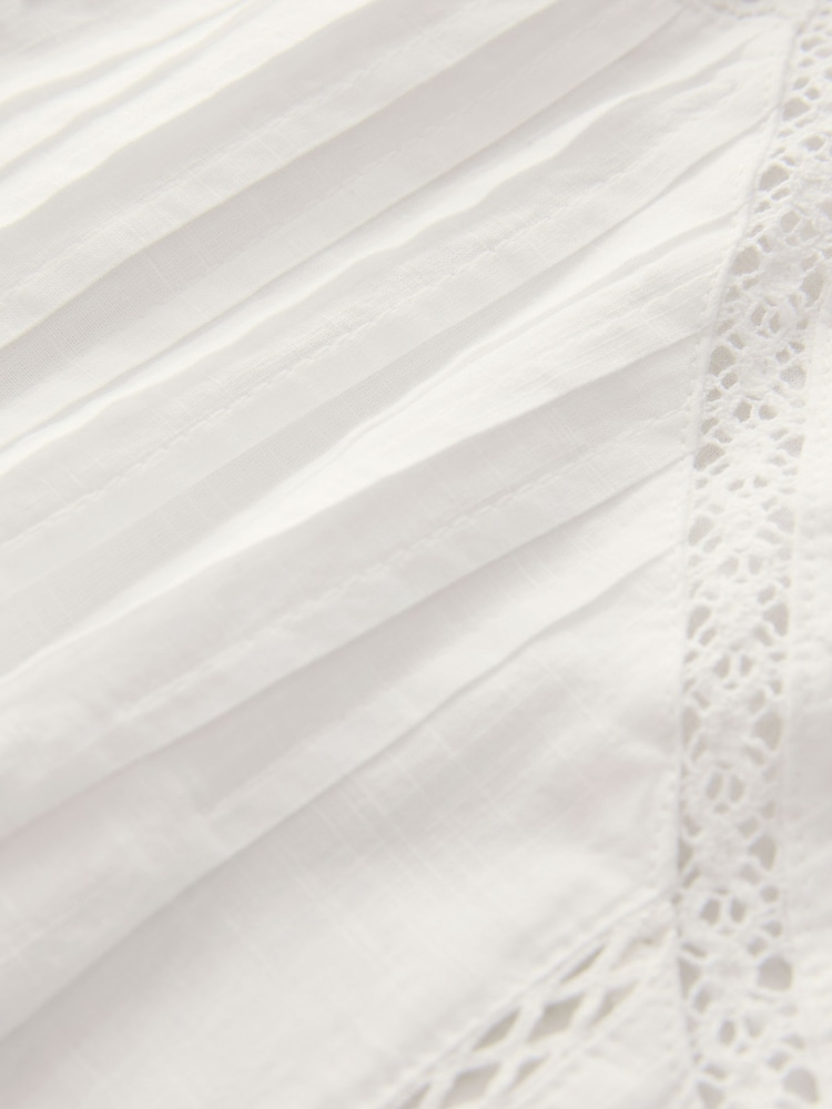 White Embroidered Pintuck Sleeveless Top - Image 8 of 8