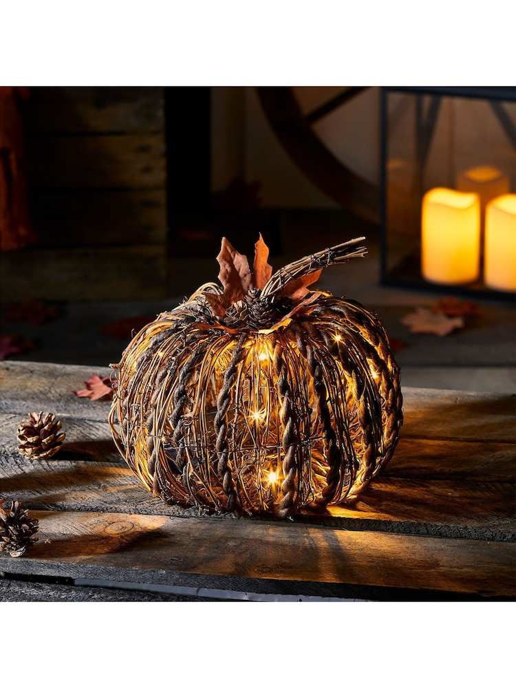 Lights4fun Outdoor Rattan LED Pumpkin - Image 1 of 3