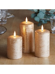 Lights4fun TruGlow® Copper Real Wax LED Autumn Candle Trio - Image 1 of 2