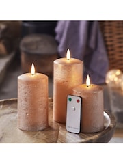 Lights4fun TruGlow® Copper Real Wax LED Autumn Candle Trio - Image 2 of 2