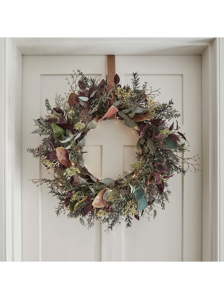 Lights4fun 60cm Pre Lit Autumn And Christmas Wreath - Image 1 of 3