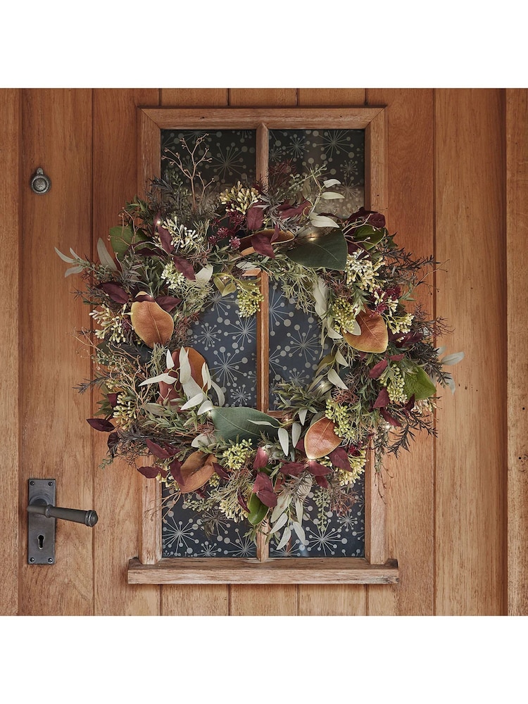 Lights4fun 60cm Pre Lit Autumn And Christmas Wreath - Image 2 of 3