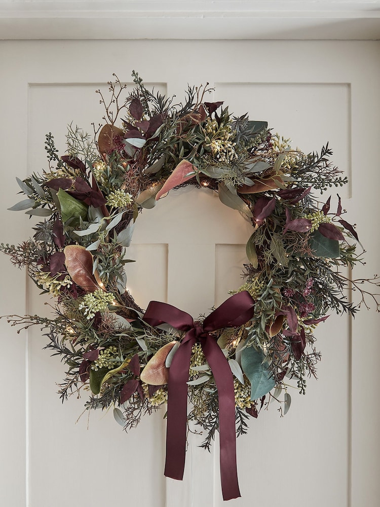 Lights4fun 60cm Pre Lit Autumn And Christmas Wreath - Image 5 of 5 Lights4fun 60cm Pre Lit Autumn And Christmas Wreath - Image 5 of 5