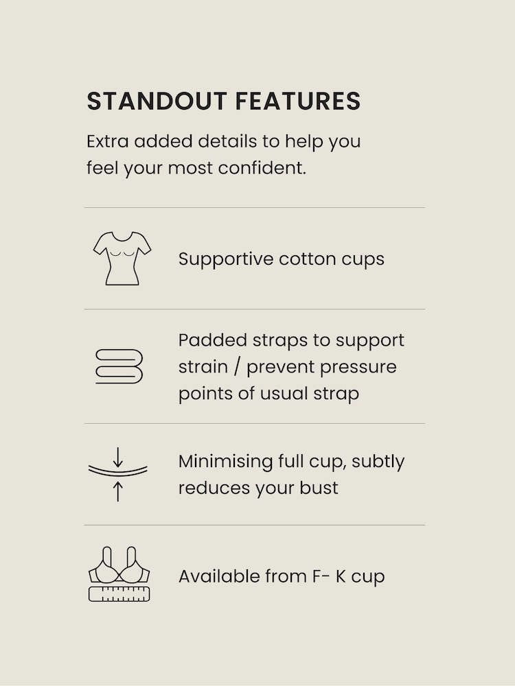 White F-K Ultimate Support Cotton Minimiser Padded Strap Bra - Image 5 of 9