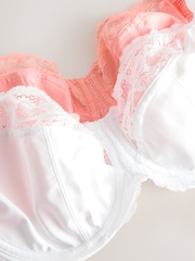 Koraalrood/ecru - DD+ Non Pad Wired Full Cup Microfibre Lace Bra - Image 13 of 13