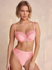 Koraalrood/ecru - DD+ Non Pad Wired Full Cup Microfibre Lace Bra - Image 2 of 13