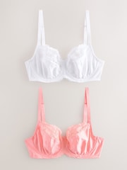 Koraalrood/ecru - DD+ Non Pad Wired Full Cup Microfibre Lace Bra - Image 8 of 13