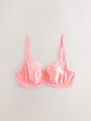 Koraalrood/ecru - DD+ Non Pad Wired Full Cup Microfibre Lace Bra - Image 9 of 13