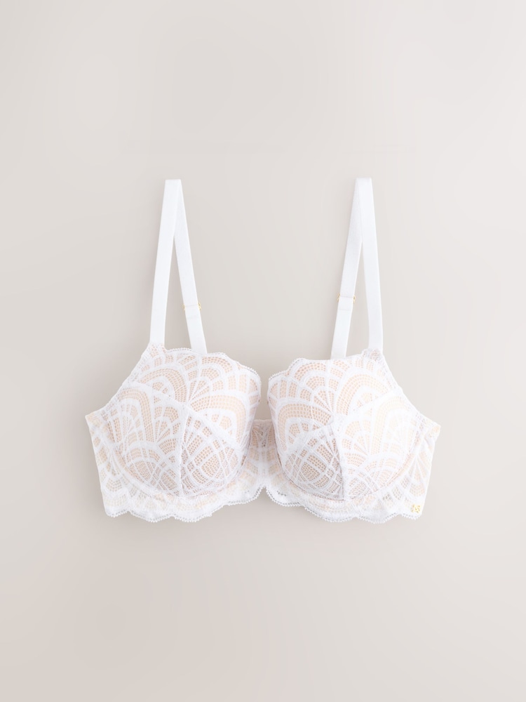 Blanc - Soutien-gorge DD+ rembourré à balconnets Chloe en dentelle - Image 6 of 7