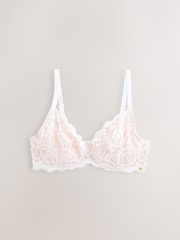 White DD+ Non Pad Plunge Lace Bra - Image 7 of 9