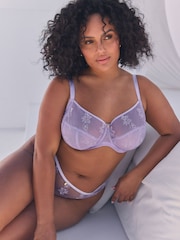 Lilac Purple Non Pad Full Cup F-K Ultimate Support Floral Embroidery Non Pad Bra - Image 1 of 8