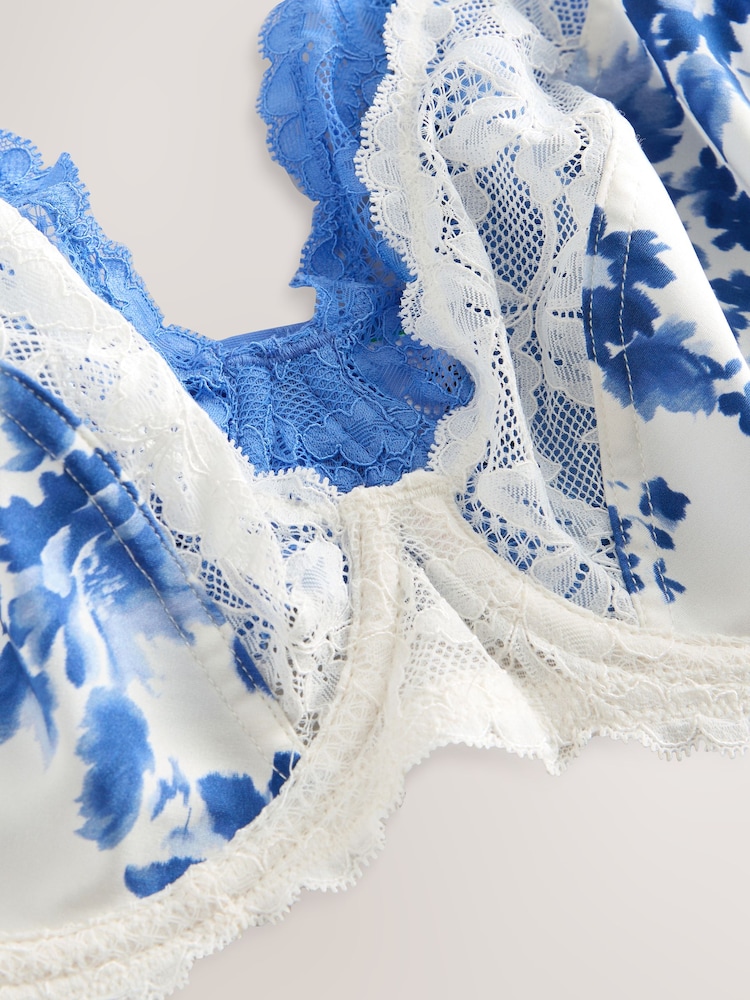 Met print/effen - DD+ Non Pad Full Cup Wired Plunge Microfibre Lace Bras 2 Pack - Image 11 of 11