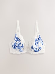 Met print/effen - DD+ Non Pad Full Cup Wired Plunge Microfibre Lace Bras 2 Pack - Image 7 of 11