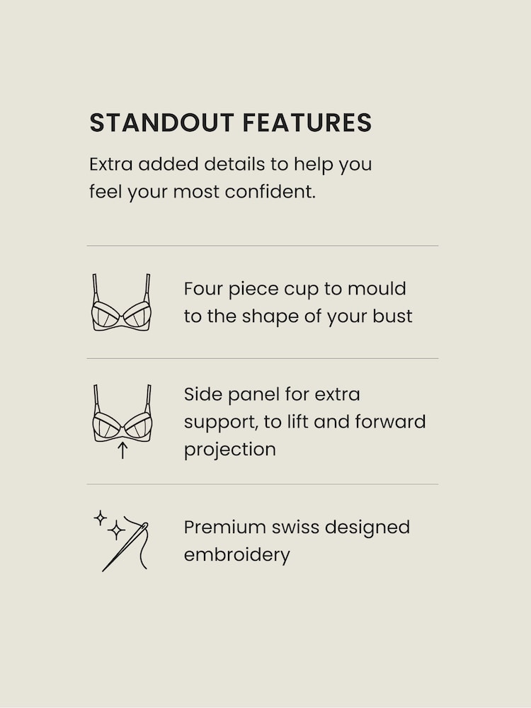 Black Non Pad Full Cup F-K Ultimate Support Floral Embroidery Non Pad Bra - Image 4 of 6