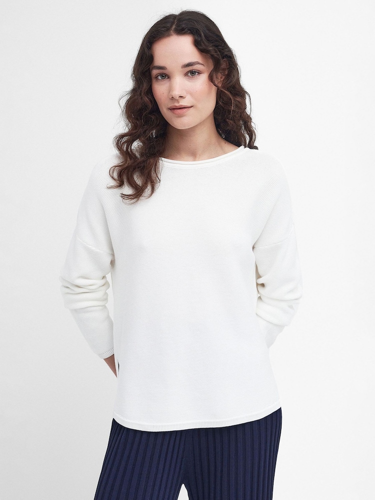 Barbour® White 100% Cotton Marine Jumper - Image 1 of 5