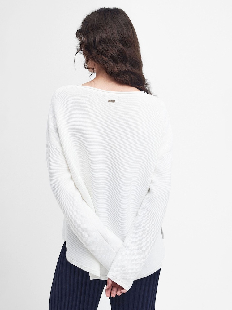 Barbour® White 100% Cotton Marine Jumper - Image 2 of 5