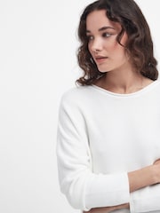 Barbour® White 100% Cotton Marine Jumper - Image 3 of 5