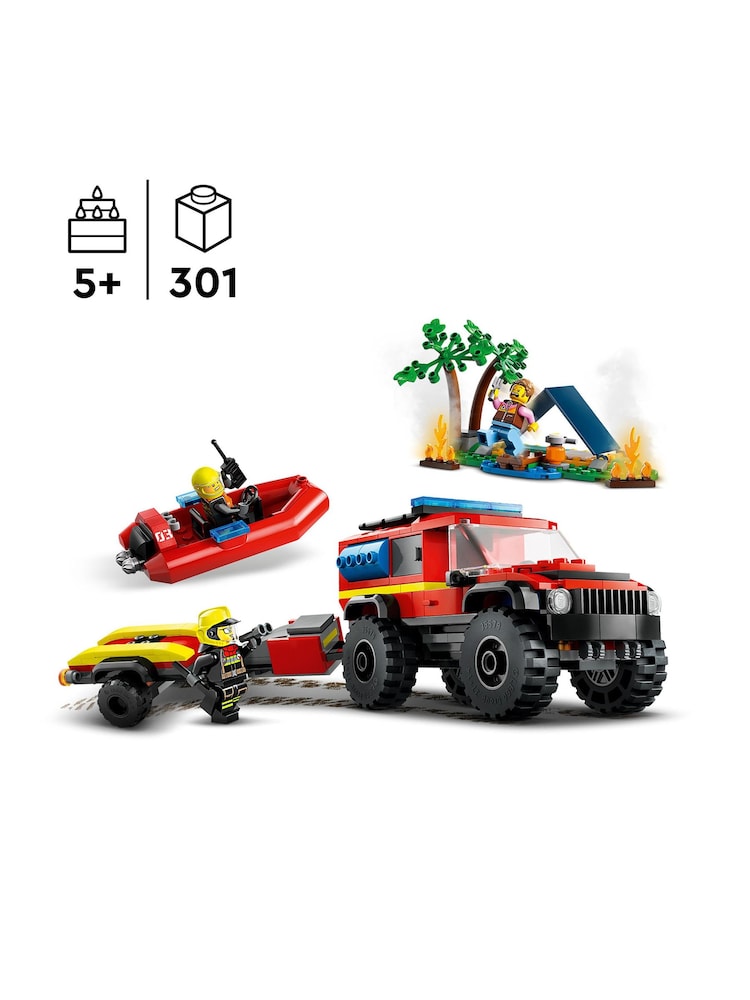 Lego 4x4 Fire Truck with Rescue Boat 60412 - Image 4 of 8