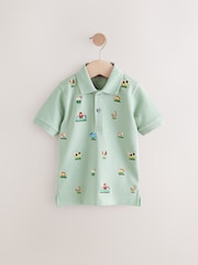 Green Cath Kidston All-Over-Embroidered Short Sleeve Polo Shirt (3mths-7yrs) - Image 6 of 9