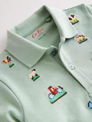 Green Cath Kidston All-Over-Embroidered Short Sleeve Polo Shirt (3mths-7yrs) - Image 8 of 9