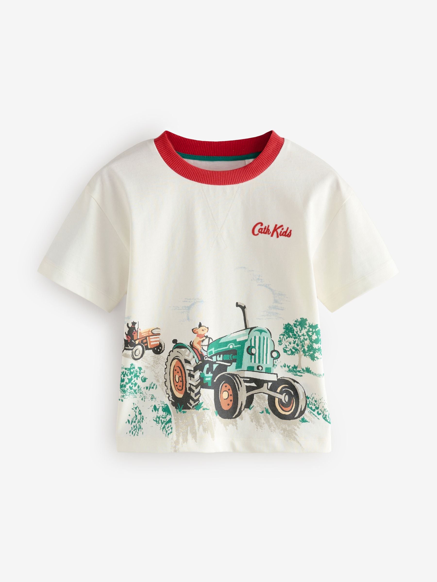Buy White Cath Kidston 100% Cotton Graphic Short Sleeve T