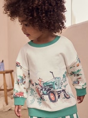 Green/White Cath Kidston Long Sleeve Sweatshirt & Stripe Shorts Set (3mths-7yrs) - Image 7 of 11