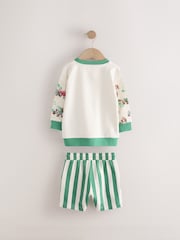 Green/White Cath Kidston Long Sleeve Sweatshirt & Stripe Shorts Set (3mths-7yrs) - Image 9 of 11