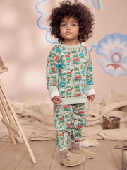 Green Cath Kidston Long Sleeve All-Over-Print Sweatshirt & Joggers Set (3mths-7yrs) - Image 1 of 13