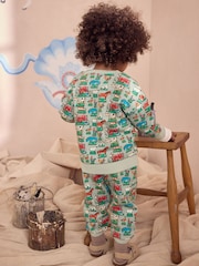 Green Cath Kidston Long Sleeve All-Over-Print Sweatshirt & Joggers Set (3mths-7yrs) - Image 5 of 13