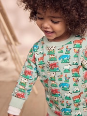 Green Cath Kidston Long Sleeve All-Over-Print Sweatshirt & Joggers Set (3mths-7yrs) - Image 7 of 13