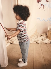 Navy/Red Cath Kidston 100% Cotton All-Over-Print Short Sleeve Polo Shirt (3mths-7yrs) - Image 3 of 9
