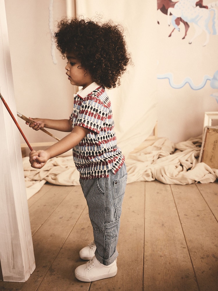 Navy/Red Cath Kidston 100% Cotton All-Over-Print Short Sleeve Polo Shirt (3mths-7yrs) - Image 3 of 9