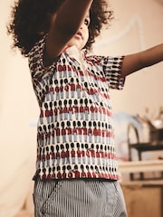 Navy/Red Cath Kidston 100% Cotton All-Over-Print Short Sleeve Polo Shirt (3mths-7yrs) - Image 5 of 9