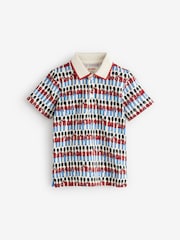 Navy/Red Cath Kidston 100% Cotton All-Over-Print Short Sleeve Polo Shirt (3mths-7yrs) - Image 6 of 9