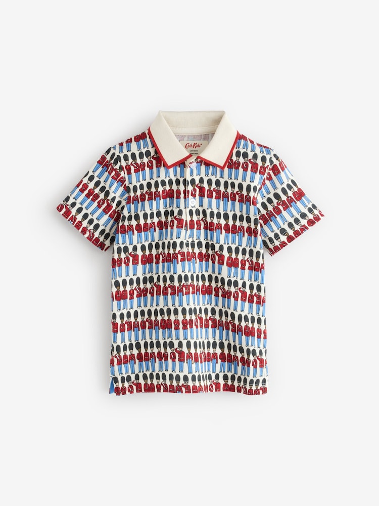 Navy/Red Cath Kidston 100% Cotton All-Over-Print Short Sleeve Polo Shirt (3mths-7yrs) - Image 6 of 9
