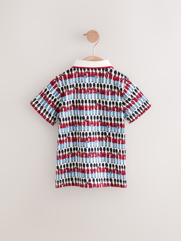 Navy/Red Cath Kidston 100% Cotton All-Over-Print Short Sleeve Polo Shirt (3mths-7yrs) - Image 7 of 9