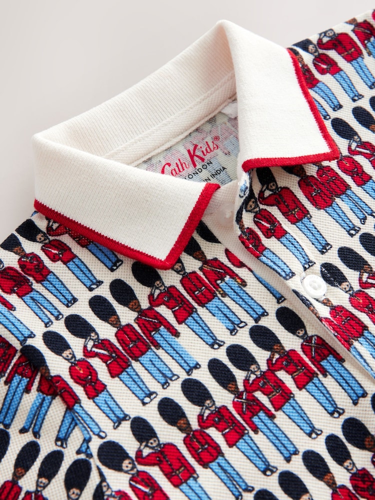 Navy/Red Cath Kidston 100% Cotton All-Over-Print Short Sleeve Polo Shirt (3mths-7yrs) - Image 8 of 9