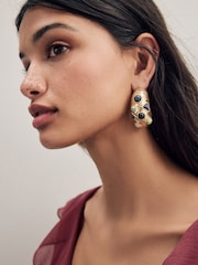 Gold Tone Molten Hoop Earrings - Image 2 of 4
