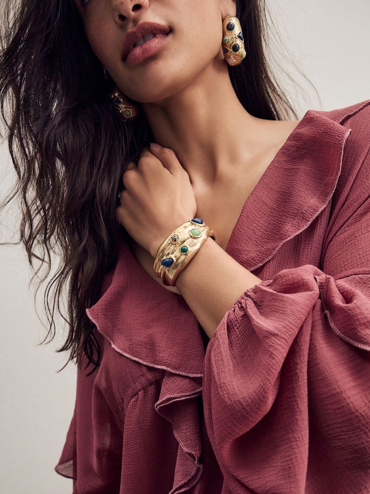 Gold Tone Molten Cuff Bracelet - Image 1 of 3