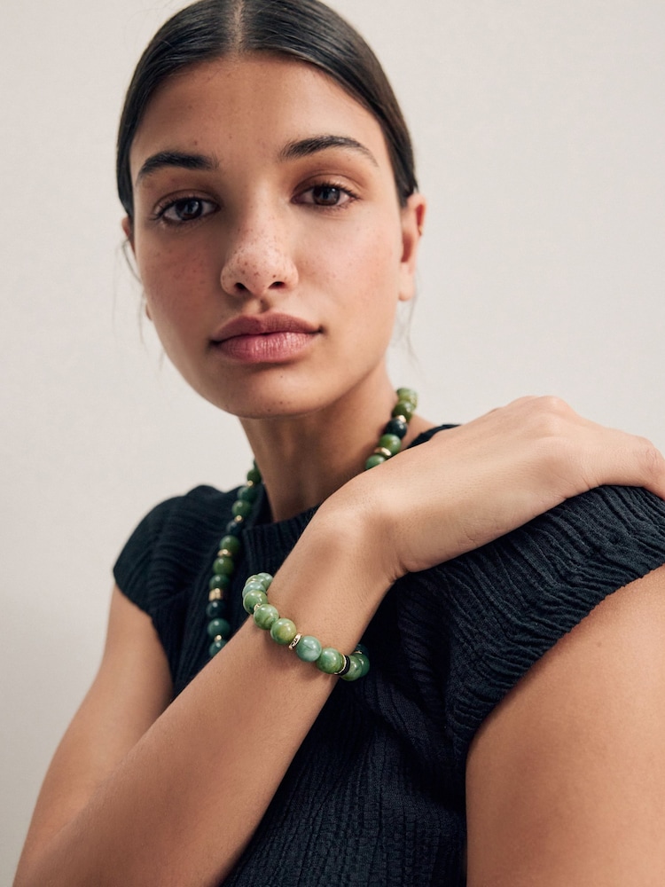 Green Round Beaded Bracelet - Image 2 of 4
