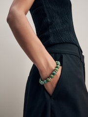 Green Round Beaded Bracelet - Image 3 of 4